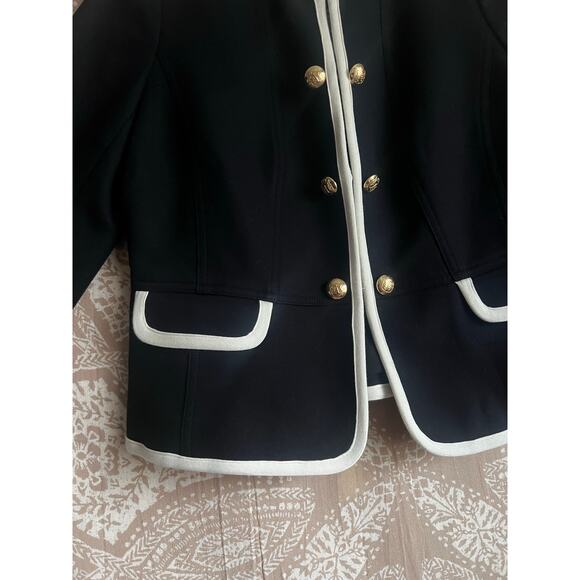 NWT Talbots Military Officer Jacket Gold Buttons Black W/ White Trim Jacket - Picture 6 of 10